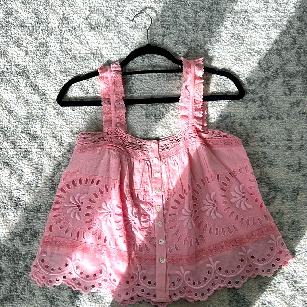 LoveShackFancy Pink Lace Cami XS